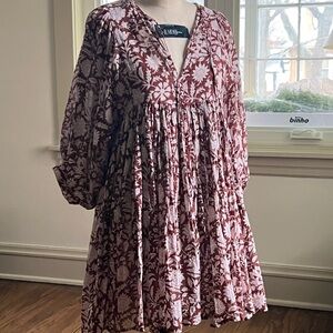 Daughters of India. Floral Maroon Dress (S)